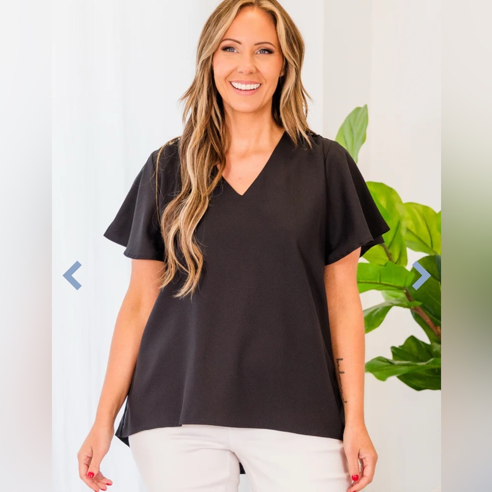 Chic Soul Black V-Neck Blouse